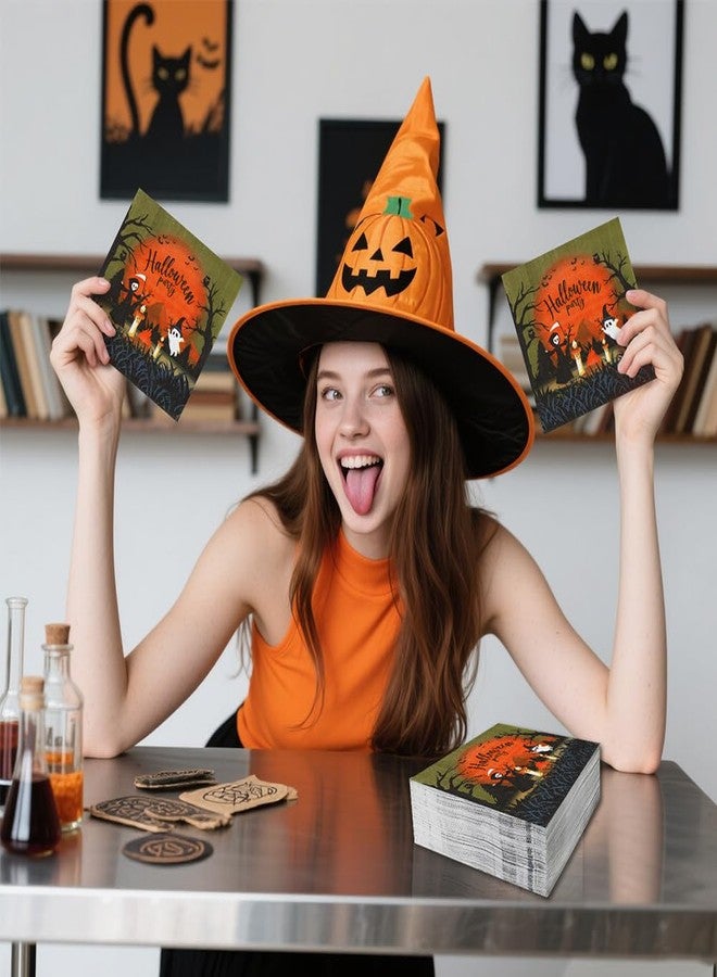 LAOTIDui 100 Pack Halloween Paper Napkins,Ghost Hand Napkin,Halloween Disposable Paper Party Favors,Folded 6.5 x 6.5 Inch,Cocktail Napkins for Dinner Supplies, Kitchen Decorations - Image 3